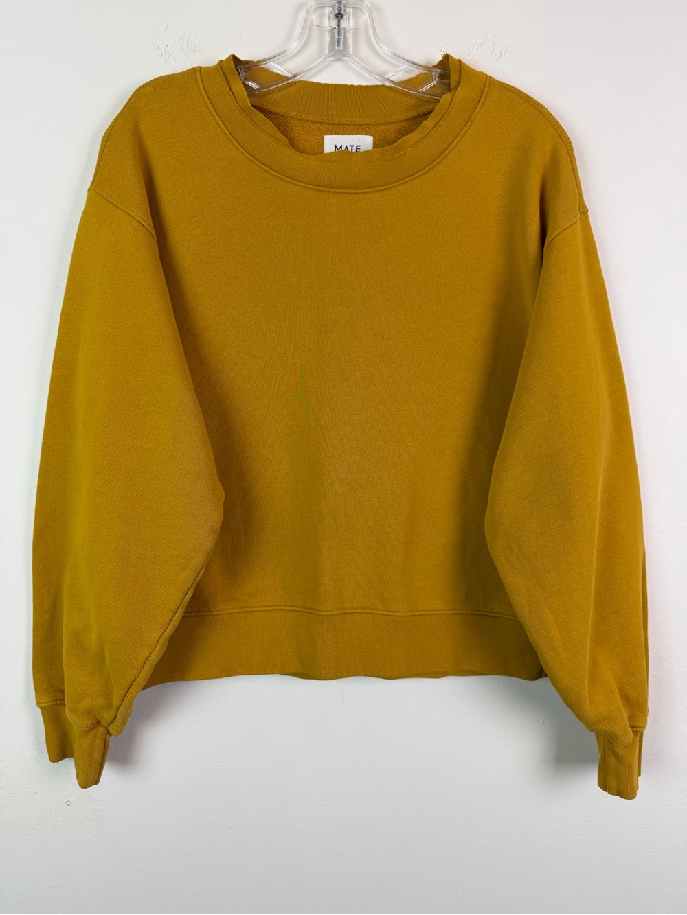 MATE The Label Organic Raw Neck Fleece Sweatshirt in Tumeric Size M - Picture 2 of 11